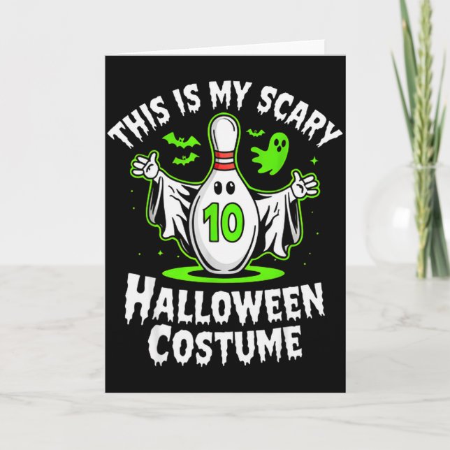 Funny Ghost Bowling League Team Halloween Humour D Card (Front)
