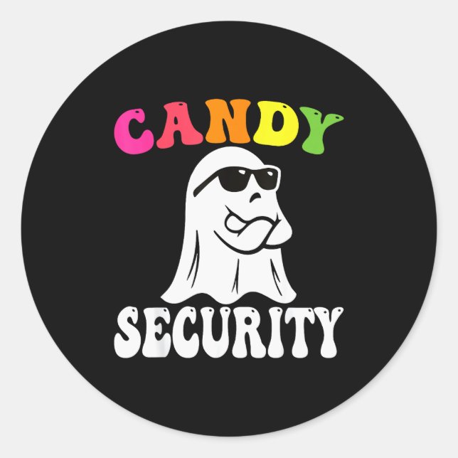 Funny Ghost Candy Security Halloween Costume Hallo Classic Round Sticker (Front)