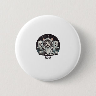 Funny Ghost Cat Boo Halloween Animal Ghost Kitty T 6 Cm Round Badge