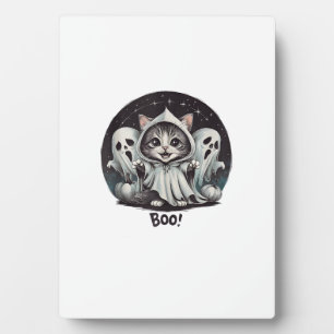 Funny Ghost Cat Boo Halloween Animal Ghost Kitty T Plaque