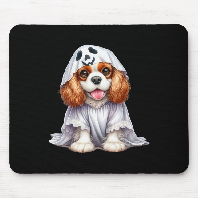 Funny Ghost Cavalier King Charles Spaniel Dog Love Mouse Mat (Front)
