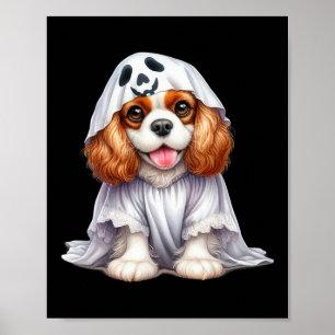 Funny Ghost Cavalier King Charles Spaniel Dog Love Poster