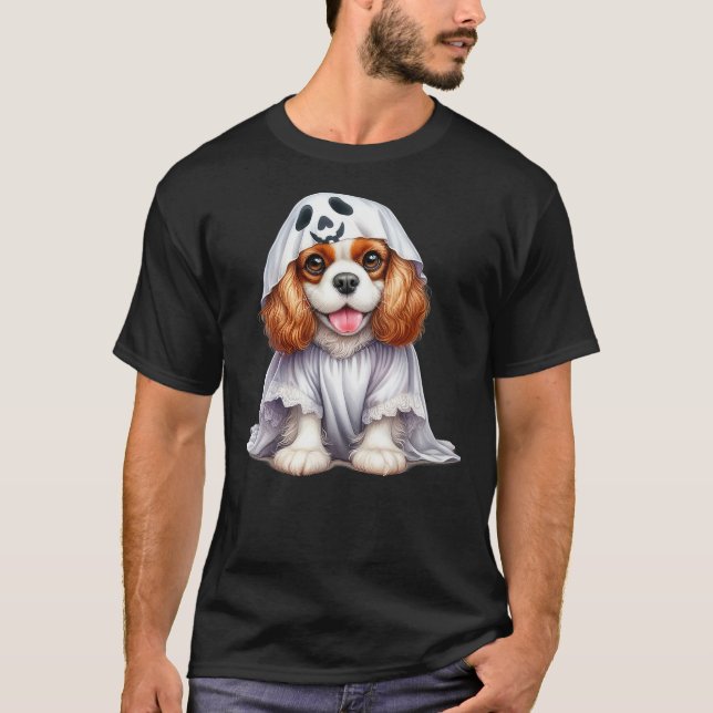 Funny Ghost Cavalier King Charles Spaniel Dog Love T-Shirt (Front)