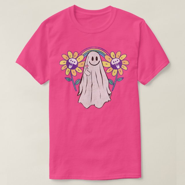 Funny Ghost - Cute Colourful Rainbow Goth  T-Shirt (Design Front)