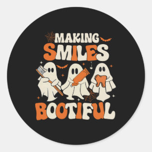 Funny Ghost Dentist Halloween Making Smiles Bootif Classic Round Sticker