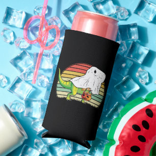 Funny Ghost Dinosaur Halloween Seltzer Can Cooler