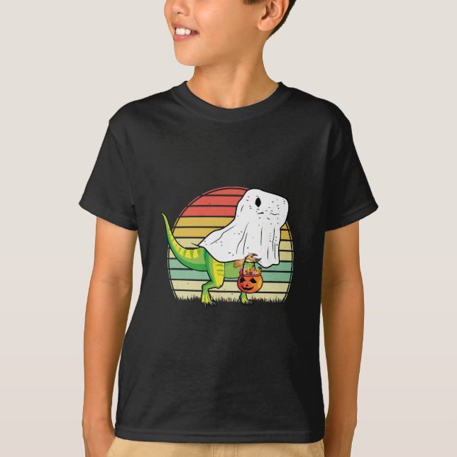 Funny Ghost Dinosaur Halloween T-Shirt (Front)