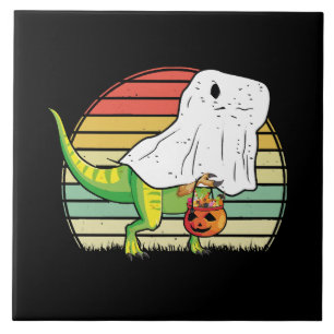 Funny Ghost Dinosaur Halloween Tile