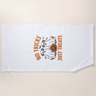 Funny Ghost Dog Halloween No Tricks Just Treats De Beach Towel