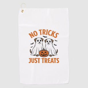 Funny Ghost Dog Halloween No Tricks Just Treats De Golf Towel