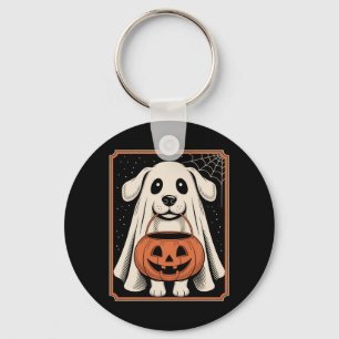 Funny Ghost Dog Halloween Shirt Halloween Dog Long Key Ring