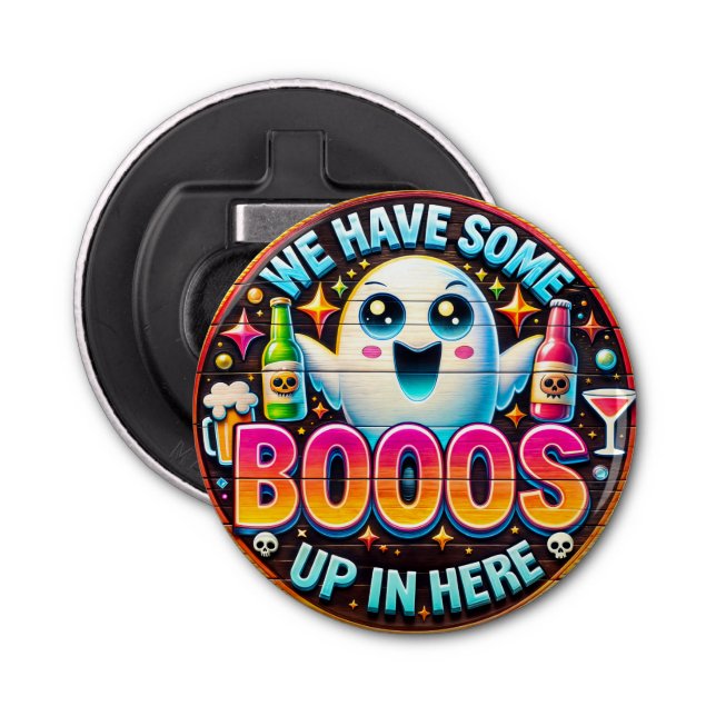 Funny Ghost Drinking Booos Halloween Party Favour Bottle Opener (Front)