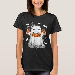Funny Ghost Eating Hotdogs Happy Halloween Costume T-Shirt