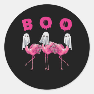 Funny Ghost Flamingo Boo Halloween Costume Gifts Classic Round Sticker