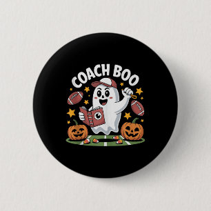 Funny Ghost Football Coach Halloween Design For Sp 6 Cm Round Badge