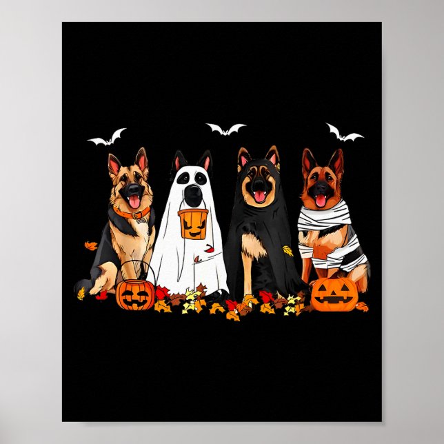 Funny Ghost German Shepherd Halloween Dog Mum Dog  Poster (Front)