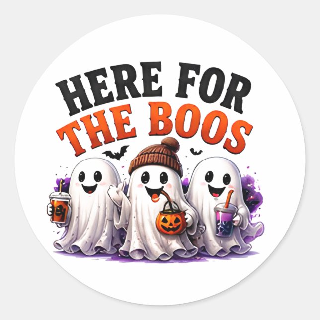 🍻 Funny Ghost Halloween Pun Saying 👻 Classic Round Sticker (Front)