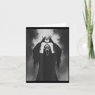 Funny Ghost Hand Heart Sign Soky Costume Halloween Card