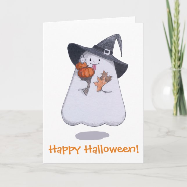 Funny Ghost / Happy Halloween Card (Front)