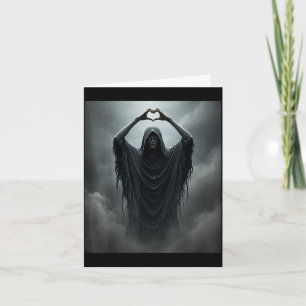 Funny ghost heart hands scary face halloween card
