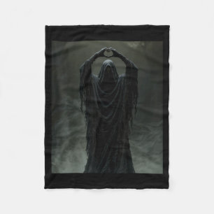 Funny ghost heart hands scary face halloween fleece blanket