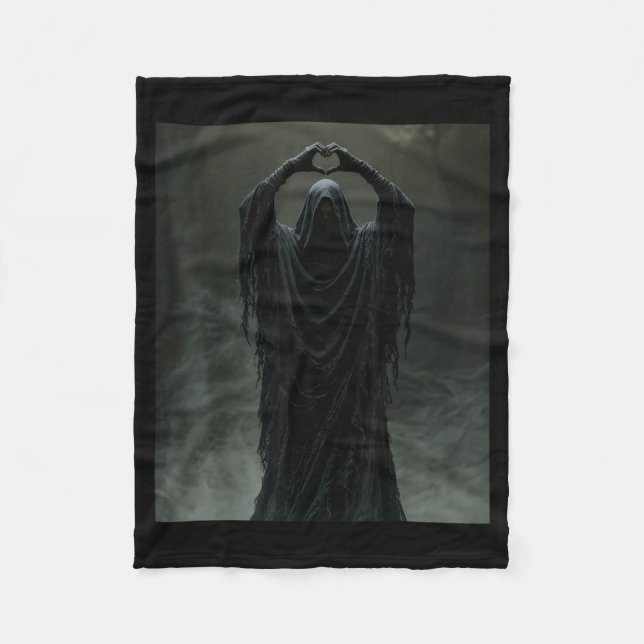 Funny ghost heart hands scary face halloween fleece blanket (Front)