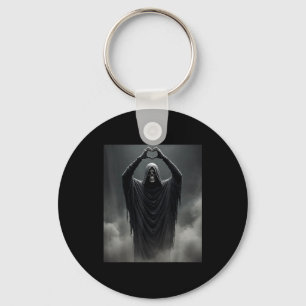 Funny ghost heart hands scary face halloween key ring