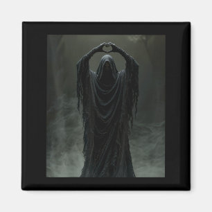 Funny ghost heart hands scary face halloween magnet