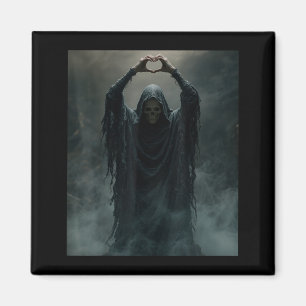 Funny ghost heart hands scary face halloween magnet