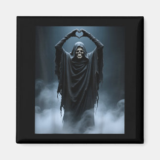 Funny ghost heart hands scary face halloween magnet