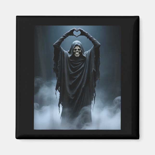 Funny ghost heart hands scary face halloween magnet (Front)