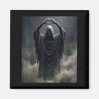 Funny ghost heart hands scary face halloween magnet