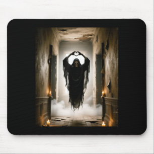 Funny ghost heart hands scary face halloween mouse mat