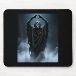 Funny ghost heart hands scary face halloween mouse mat