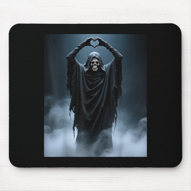 Funny ghost heart hands scary face halloween mouse mat (Front)
