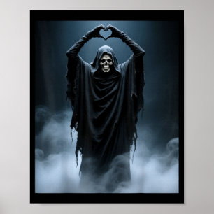 Funny ghost heart hands scary face halloween poster