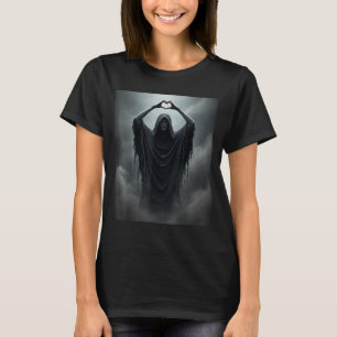 Funny ghost heart hands scary face halloween T-Shirt