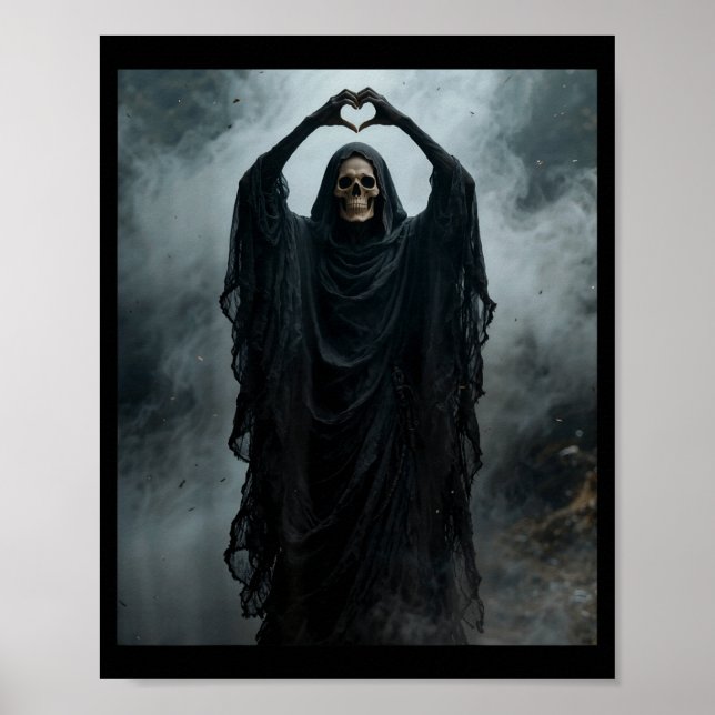 Funny ghost heart hands scary face horror poster (Front)