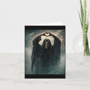 Funny ghost heart hands scary face horror poster card