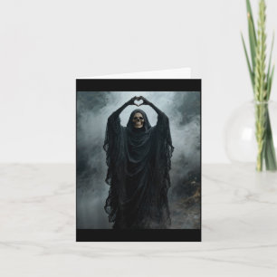 Funny ghost heart hands scary face horror poster card