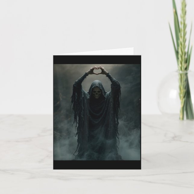 Funny ghost heart hands scary face horror poster card (Front)