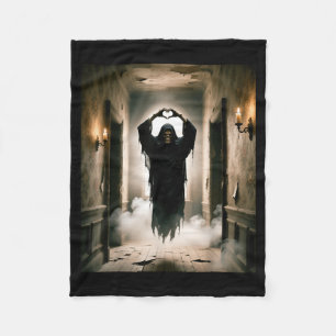 Funny ghost heart hands scary face horror poster fleece blanket