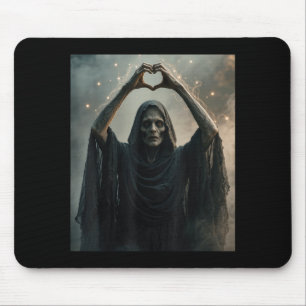 Funny ghost heart hands scary face horror poster mouse mat