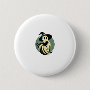 Funny Ghost Holding A Black Cat Lazy Halloween Spo 6 Cm Round Badge