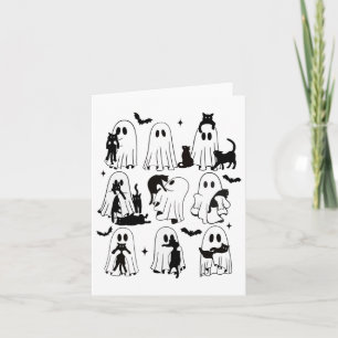 Funny Ghost Holding A Black Cat Lazy Halloween Spo Card