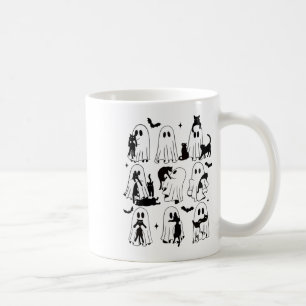Funny Ghost Holding A Black Cat Lazy Halloween Spo Coffee Mug