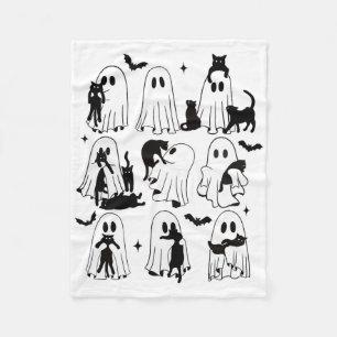Funny Ghost Holding A Black Cat Lazy Halloween Spo Fleece Blanket