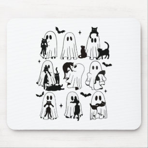 Funny Ghost Holding A Black Cat Lazy Halloween Spo Mouse Mat
