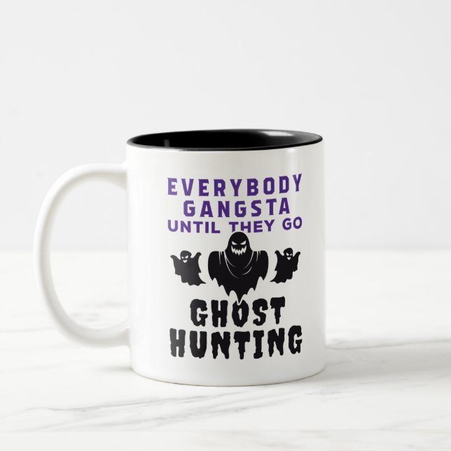 Funny Ghost Hunter Paranormal Investigator Two-Tone Coffee Mug (Left)