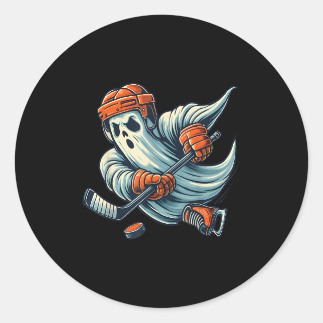 Funny Ghost Ice Hockey Player Halloween Costume Me Classic Round Sticker (Front)